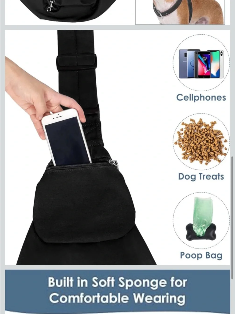 Black Hands-Free Pet Sling Carrier for Small Dogs